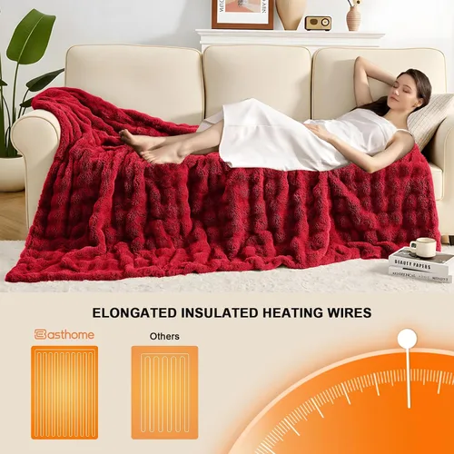 Miniatura 3 de Manta Térmica Eléctrica Manta de Lanzar 50''X 60'' (50 x 60 pulgadas)-Manta Térmica con 6 Ajustes de Calor-Apagado Automático de 4 Horas, Acogedora