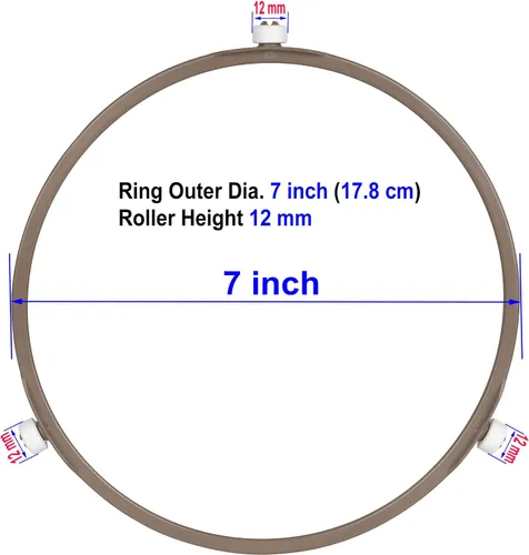 Miniatura 6 de Anillo giratorio de microondas de 7 pulgadas con rodillos de 0.472 in, soporte de bandeja para horno de microondas, anillo de rodillo giratorio
