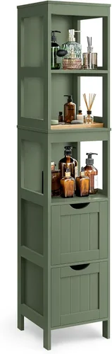 Miniatura 11 de VASAGLE - Gabinete de piso de baño, organizador de almacenamiento de baño, unidad de esquina multifuncional, 2 cajones, 35 pulgadas de altura, gris