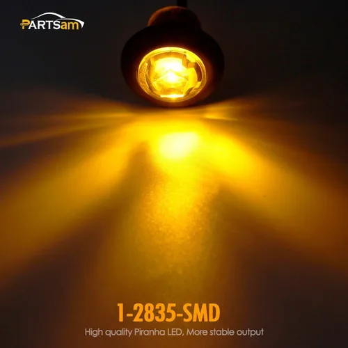 Miniatura 2 de Partsam - 10 piezas de luces LED de 3/4 pulg. ámbares para lado, luces de señalización aprobadas por DOT con lente transparente, luces tipo bala