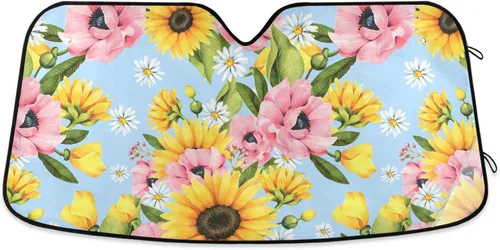 Miniatura 9 de Acuarela Limón Frutas Flores Flores Flores Parabrisas Coche Parabrisas Parasol Plegable Reflectante Bloquea los Rayos