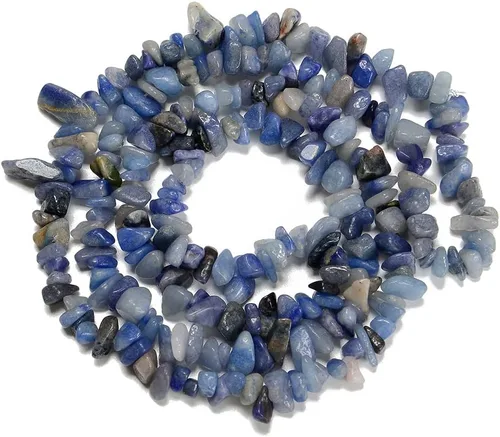 Juego de pulseras de piedras preciosas de aventurina azul natural de 0.197-0.315 in, diseño de grava curativa, cuentas de piedra irregular, diseño