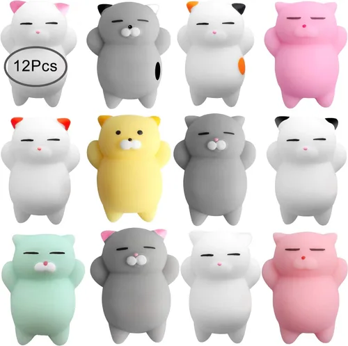 Miniatura 7 de Outee 10 piezas de juguetes Mochi lindos, juguetes de gato Mochi para aliviar el estrés, juguetes para fiestas, juguetes para niños, juguetes