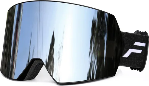 Miniatura 7 de FMY - Gafas de esquí para hombres, mujeres y jóvenes - Gafas de snowboard y esquí con protección antivaho UV400 para adultos Marco azul hielo