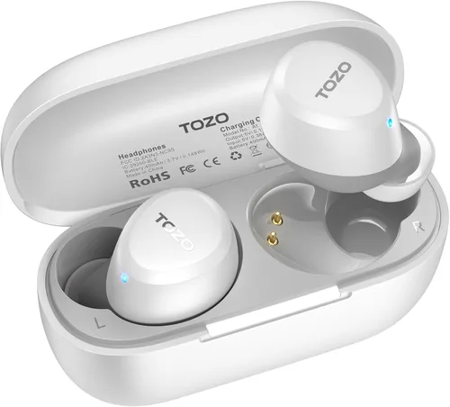 Miniatura 16 de TOZO Auriculares inalámbricos A1 Bluetooth 5.3 de peso ligero en el oído IPX5 Auriculares impermeables 2 micrófonos para llamadas AI, auriculares