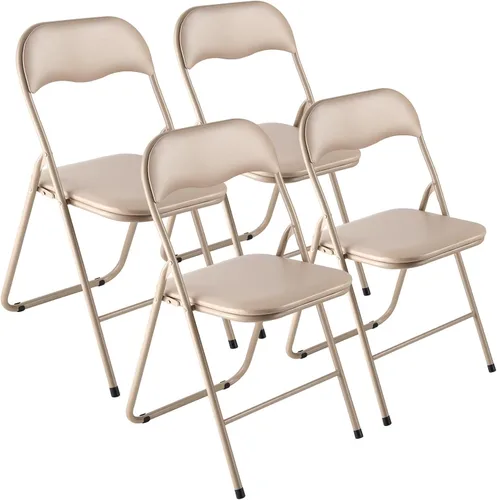 Miniatura 11 de VEVOR Juego de 4 sillas plegables, sillas plegables con cojín acolchado, sillas de fiesta portátiles con marco de metal reforzado, asiento apilable