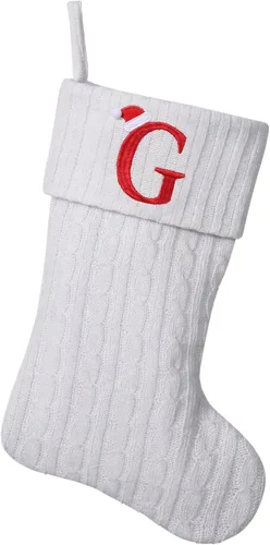 Miniatura 108 de Medias de Navidad personalizadas de 19 pulgadas con iniciales bordadas, medias de Navidad de punto negro para decoraciones de vacaciones familiares