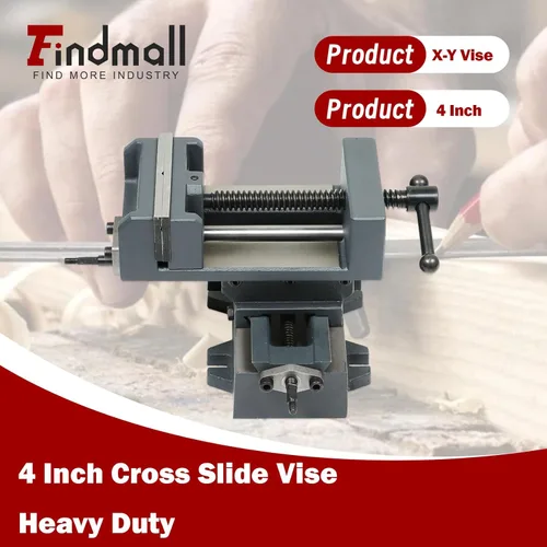 Miniatura 2 de findmall Prensa de taladro de diapositiva cruzada de 4 pulgadas, tornillo de banco de sobremesa resistente X-Y compuesto para fresadora CNC, máquina