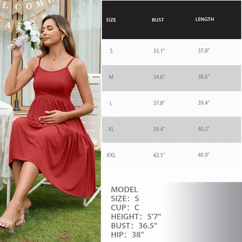 Miniatura 56 de GINKANA Vestido de maternidad sin mangas para mujer, con tirantes ajustables, vestido casual de verano para uso diario o baby shower
