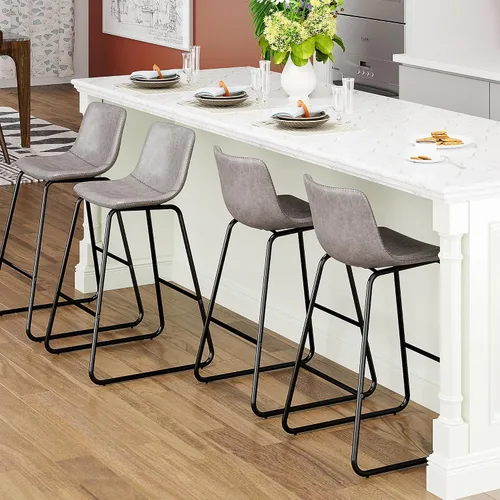 Miniatura 42 de YaFiti - Juego de 2 sillas de comedor de 18 pulgadas, sillas modernas tapizadas para comedor con cojines de piel sintética y patas de metal, silla
