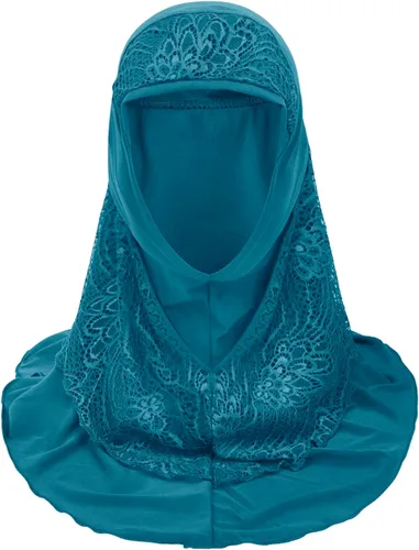 Miniatura 5 de Hijab musulmán instantáneo de una pieza para la cabeza, bufanda islámica, cubierta completa, turbante de encaje, gorro de chal