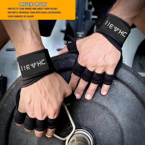 Miniatura 2 de Guantes de levantamiento de pesas súper agarre para hombres y mujeres, guantes de gimnasio ventilados con muñequeras de 16 pulgadas, ideales