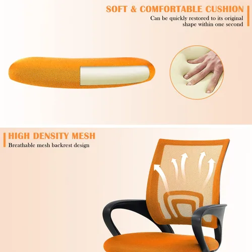 Miniatura 5 de Silla de escritorio ergonómica, sillas de oficina ajustables, silla de computadora con ruedas y soporte lumbar, sillas de oficina con respaldo medio
