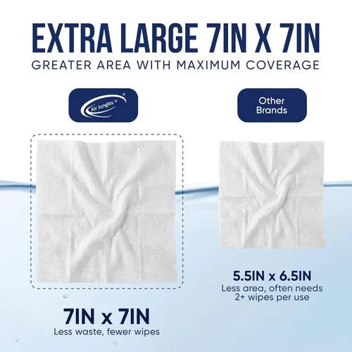 Miniatura 4 de Air Jungles Toallitas desechables de 300 unidades para adultos y niños, XL de 7 x 7 pulgadas con aloe vera y vitamina E para piel sensible