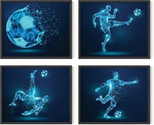 Miniatura 10 de Summit Designs Impresiones artísticas de fútbol para pared, juego de 4 pósteres de fútbol sin marco (8 x 10), decoración de habitación para hombres