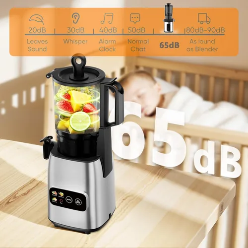 Miniatura 5 de Kismile Exprimidor de prensa en frío de 300 W, conducto de alimentación de 5.4 pulgadas de ancho, máquinas exprimidor de masticación lenta