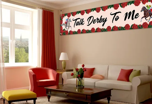 Miniatura 3 de Cartel con texto en inglés "Talk Derby To Me" - Cartel de decoración para jardín de Churchill Downs Kentucky, fiesta de carreras de caballos