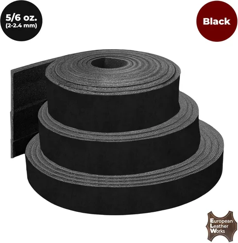 Miniatura 3 de ELW 5-6 oz (2-2.4mm) Correas negras de 1" de ancho x 40" de largo (2.5cm x 1.06m) de cuero de grano completo Crazy Horse de calidad para cinturones