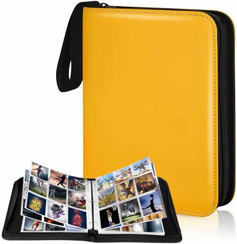 Miniatura 6 de Carpeta de tarjetas coleccionables de 4 bolsillos, 400 bolsillos para tarjetas de Pokémon con cremallera, 50 fundas compatible con tarjetas Negro