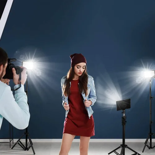 Miniatura 3 de 3 paquetes de 70 LED Luz de video con soporte de trípode ajustable/Filtros de color, Kit de iluminación de estudio USB Obeamiu 5600K