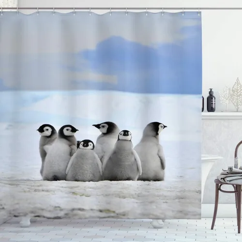 Miniatura 44 de set de cortina para baño decorativa de tela de poliéster con ganchos