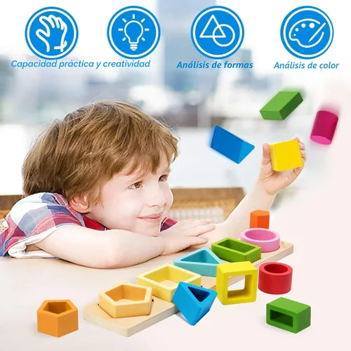 Miniatura 2 de Symdiro Juguetes Montessori para niños y niñas de 1, 2 y 3 años, juguetes de clasificación y apilamiento de madera para bebés pequeños, clasificador