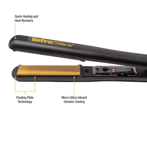 Miniatura 3 de Plancha plana mediana original, 1 pulgada, color negro, placas flotantes de cerámica para un cabello suave, brillante y sin encrespamiento
