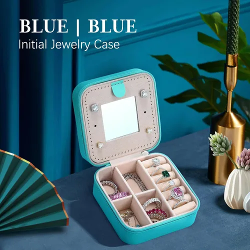 Miniatura 6 de Parima Caja de joyería para el regreso a clases, joyero para niñas adolescentes Accesorios de viaje de secundaria Joyero pequeño azul aguamarina