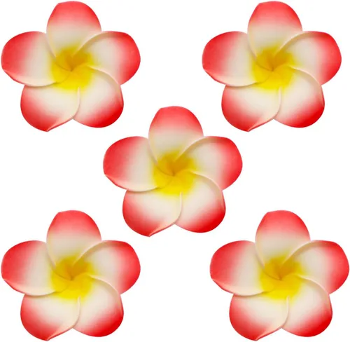 Miniatura 8 de 100 pétalos artificiales de plumeria rubra hawaiana de espuma de Frangipani de 3.2 pulgadas de diámetro, para decoración de bodas y fiestas (azul)
