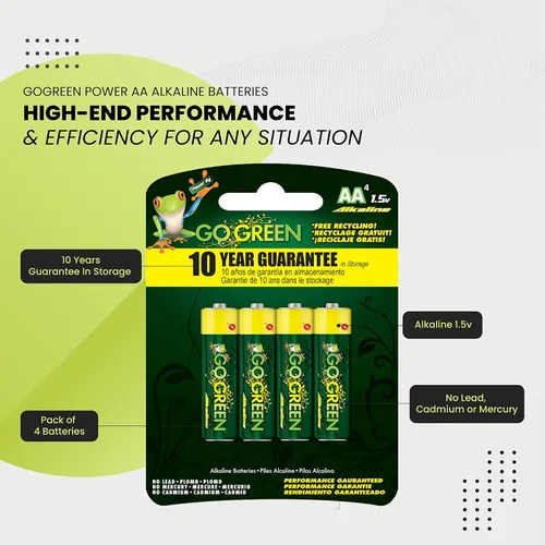 Miniatura 5 de GoGreen Power (24001) - Pilas alcalinas AA ecológicas, sin plomo, cadmio o mercurio, paquete de 4