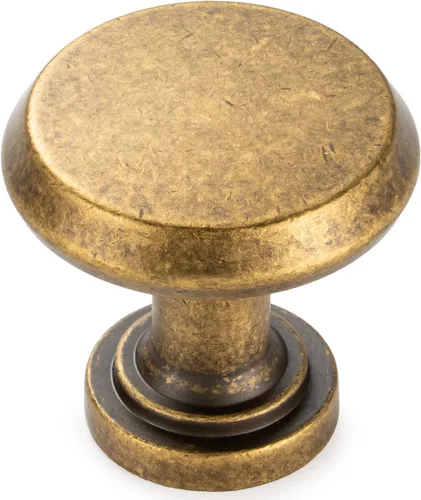 KOOFIZO Tirador de gabinete con parte superior plana y redonda - Manija de tirador de mueble de latón antiguo (30 mm / 1.2 Pulgadas), paquete de 10