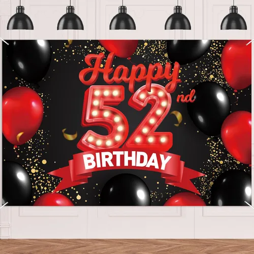 Miniatura 71 de Cartel de feliz cumpleaños 15 color rojo y negro, decoración temática de globos para niñas y mujeres, princesas de 15 años, fiesta de cumpleaños