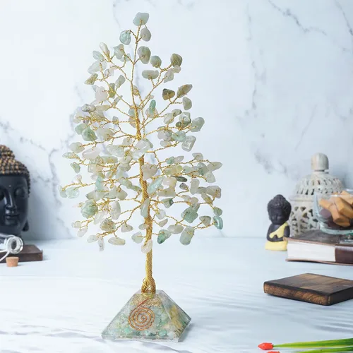 Miniatura 4 de Árbol de la vida de jade verde, base de pirámide de piedras preciosas de jade, árbol de cristal para energía positiva, Feng Shui, buena suerte, Base