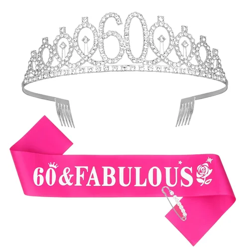 Miniatura 47 de Casoty Juego de diadema y tiara de 40 y fabuloso, oro rosa, para decoraciones de cumpleaños de 40 años, regalos para mujeres, decoraciones de fiesta