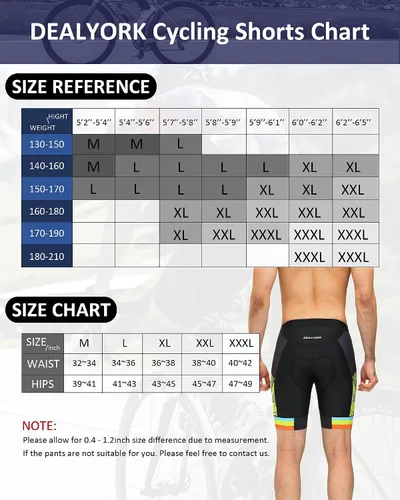 Miniatura 6 de DEALYORK Pantalones cortos de ciclismo acolchados para hombre, ropa interior de bicicleta con acolchado 3D, forro de montaña, para ciclismo