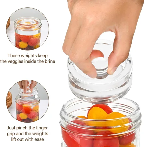 Miniatura 4 de Xileanalee Paquete de 4 vasos de fermentación para tarro de masón de boca ancha, mango de fácil agarre, pesas de fermentación para decapado, pesos