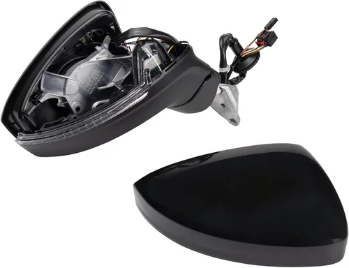 Miniatura 9 de TRQ Conjunto de espejo lateral del pasajero, señal de giro con calefacción eléctrica, punto ciego, plegable, pintura negra lisa para combinar