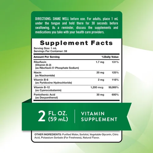 Miniatura 2 de Nature's Truth Sublingual B Complex con B12 2 onzas líquidas Sabor a bayas Suplemento vegano, sin OMG y sin gluten