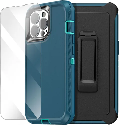 Miniatura 20 de AICase Funda para iPhone 14 Pro Max (6.7") con Protector de Pantalla de Vidrio, Protección contra Caídas de Servicio Pesado, Cuerpo Completo