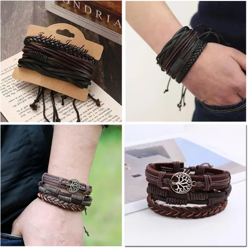 Miniatura 6 de MOZAKA 27 pulseras de cuero trenzado para hombres y mujeres, pulseras étnicas tribales, pulseras de cuero, pulseras tejidas para la amistad