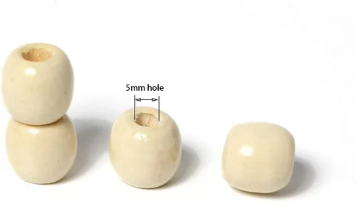 Miniatura 2 de 300 cuentas de madera beige de 0.472 x 0.433 in, cuentas espaciadoras de madera con agujero grande de 0.197 pulgadas para hacer manualidades