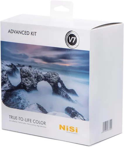NiSi, V7 Advance Kit - Soporte de filtro cuadrado de 3.93 pulgadas, anillo de 3.228 in, CPL de color real, 3 anillos adaptadores con filtro GND