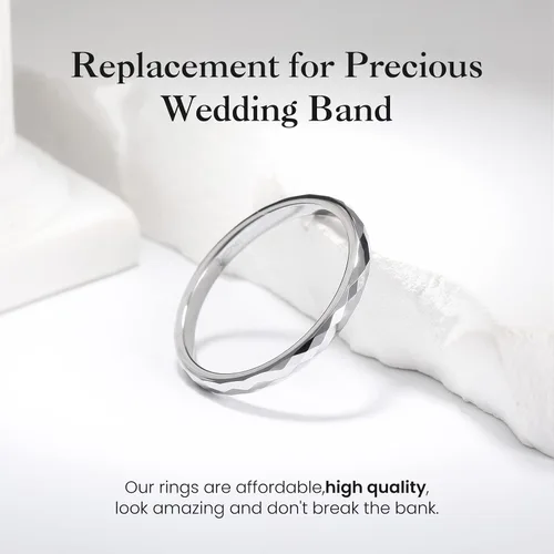 Miniatura 2 de King Will Anillo de boda de carburo de tungsteno para hombres y mujeres, anillo de promesa para pareja de 0.079 pulgadas, 0.176 pulgadas