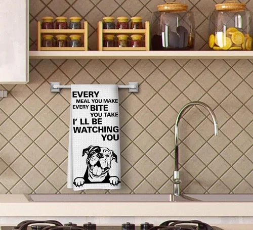 Miniatura 3 de Toallas de Cocina Divertidas, Cada Comida Que Haces Cada Bocado Que Tomas - Bulldog Continental Toallas de Cocina Decorativas para Regalos de Cocina