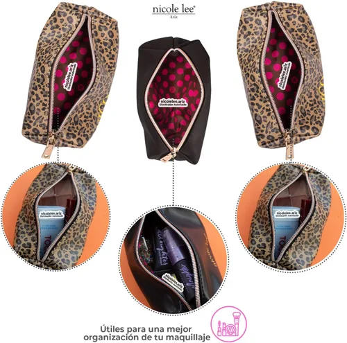 Miniatura 6 de Nicole Lee Juego de bolso cruzado de viaje con 3 bolsas de maquillaje con estampado de moda, organizador de artículos de tocador para mujer