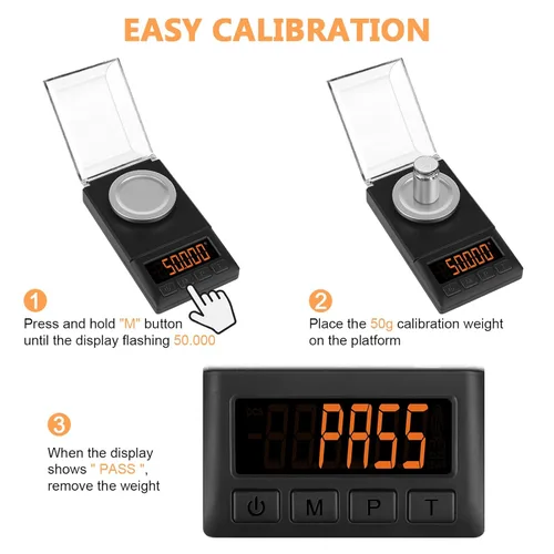 Miniatura 5 de Fuzion - Balanza de miligramos 50 g x 0,001 g, balanza de mg con diseño 9 en 1 - balanza micro, balanza de polvo para recarga con estuche portátil
