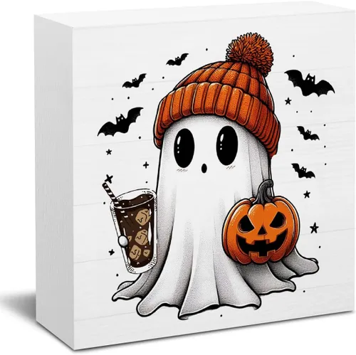 Miniatura 12 de Bonito letrero decorativo de otoño para decoración del hogar, fantasma, otoño, Acción de Gracias, Halloween, decoración para el hogar, oficina