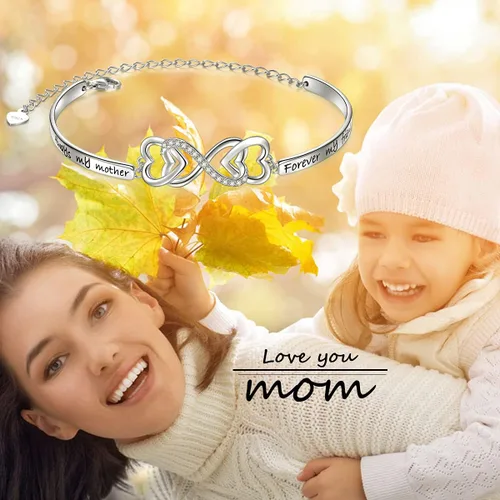 Miniatura 4 de DAOCHONG Pulsera de plata de ley 925 con diseño de infinito y corazón para mujer