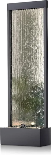 Miniatura 2 de Alpine Corporation MLT170S - Fuente de cascada para interiores y exteriores de 48 pulgadas con luz LED, moderna fuente de agua de pared negra