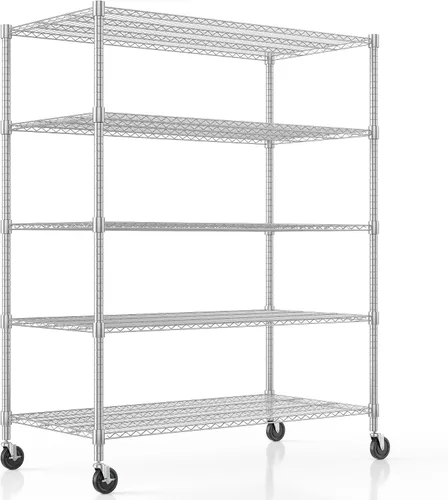 Miniatura 24 de Homdox Estantes de Almacenamiento Resistentes, Unidad de Estantería de Alambre de 4 Niveles con Ruedas, Estantes de Metal Ajustables Comerciales